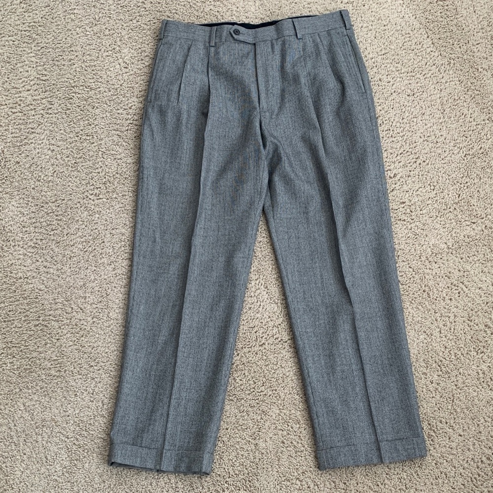 Brooks Brothers Men’s Classic Black/Gray Cuffed Dress Pants 35/30